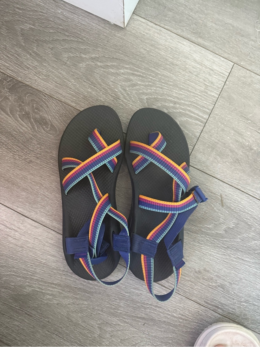 Chaco Women's Black Sandals with Rainbow Straps